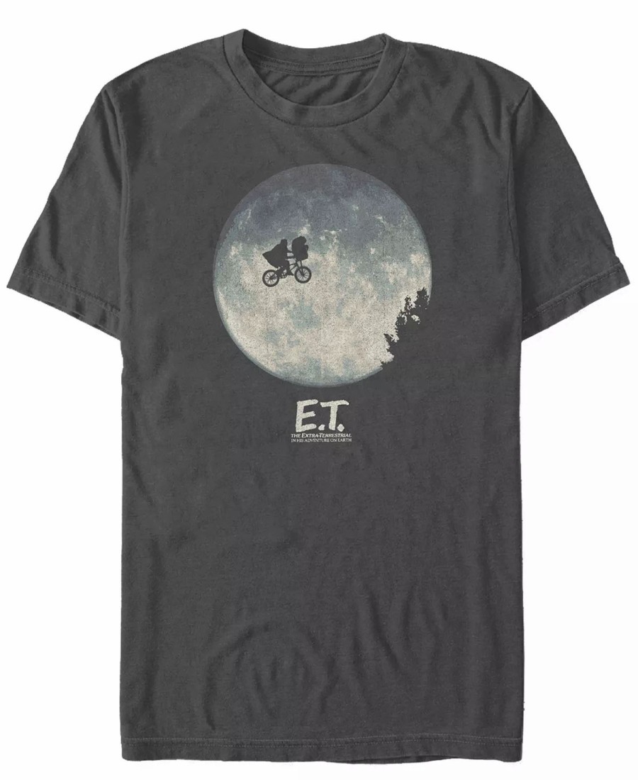 * Fifth Sun E.T. The Extra-Terrestrial Men'S Infamous Flying Bike Scene Silhouette Logo Short Sleeve T-Shirt Charcoal Best