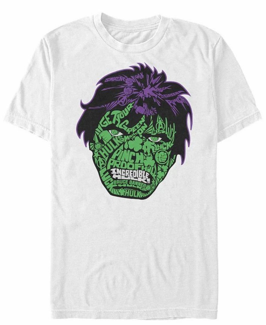 * Fifth Sun Marvel Men'S Retro Good Luck Hulk Big Face, Short Sleeve T-Shirt White New