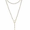 * Crystal Rosary Necklace Black Metal Gold Best