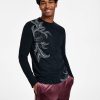 * Inc International Concepts Men'S Jordan Classic-Fit Long-Sleeve Drawn Leaf Print T-Shirt, Created For Macy'S Deep Black Online