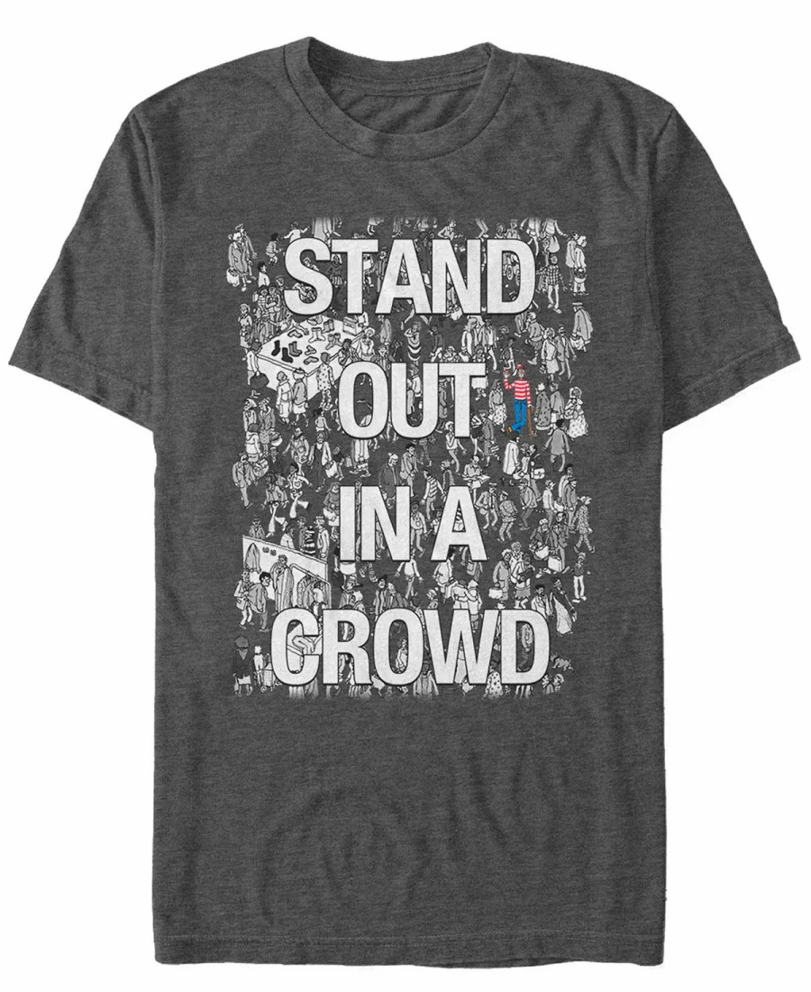 * Fifth Sun Where'S Waldo Men'S Stand Out In A Crowd Short Sleeve T-Shirt Charcoal H Clearance