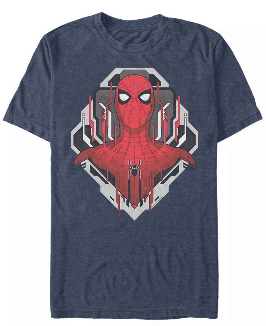 * Fifth Sun Marvel Men'S Spider-Man Morphed Spidey Tech Badge Short Sleeve T-Shirt Navy Heath Online