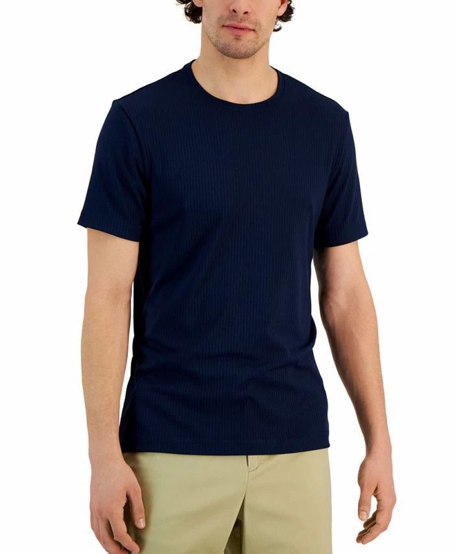 * Alfani Men'S Core Tech Solid Ribbed-Knit T-Shirt, Created For Macy'S Best