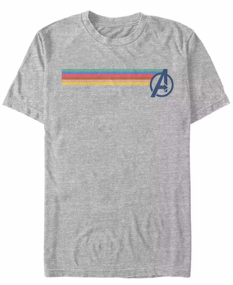 * Fifth Sun Marvel Men'S Comic Collection Avengers Multi Stripe Logo Short Sleeve T-Shirt Heather Gray Wholesale