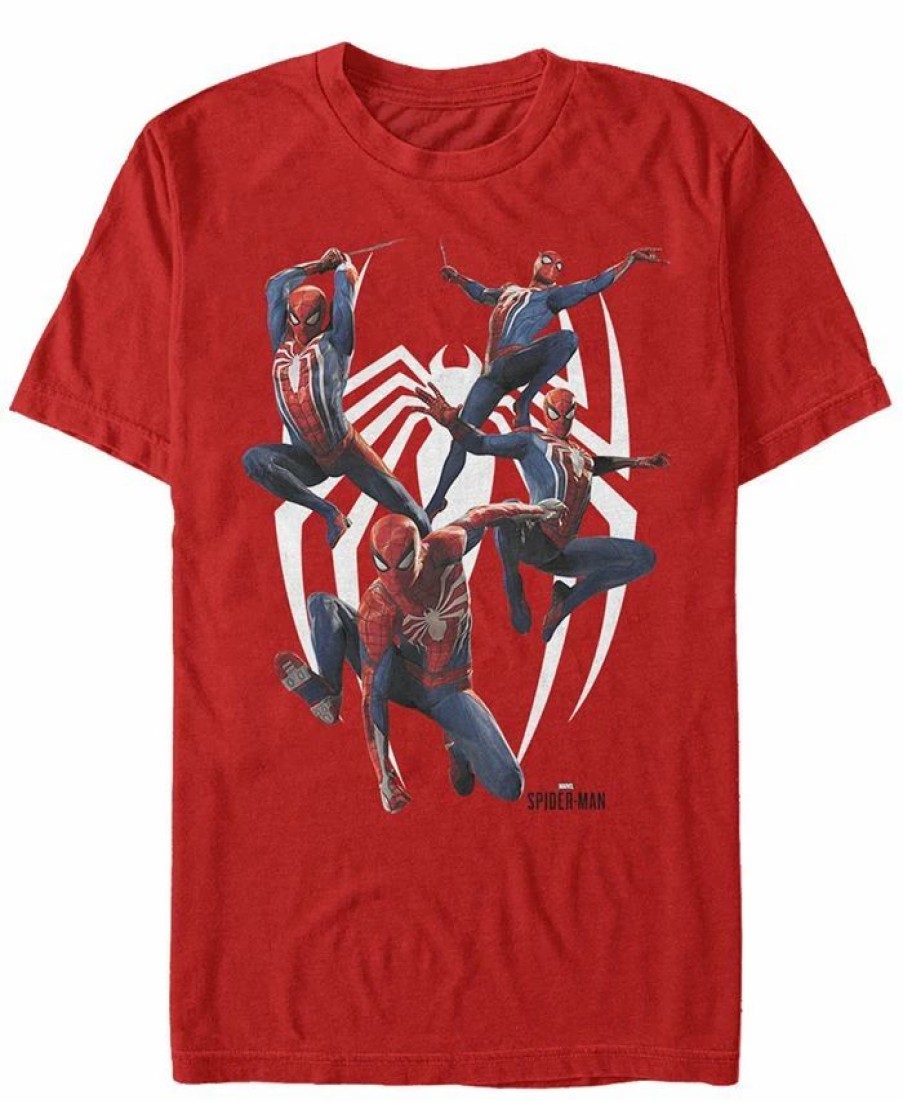 * Fifth Sun Marvel Men'S Spider-Man Many Poses Of Spider-Man Short Sleeve T-Shirt Red Best