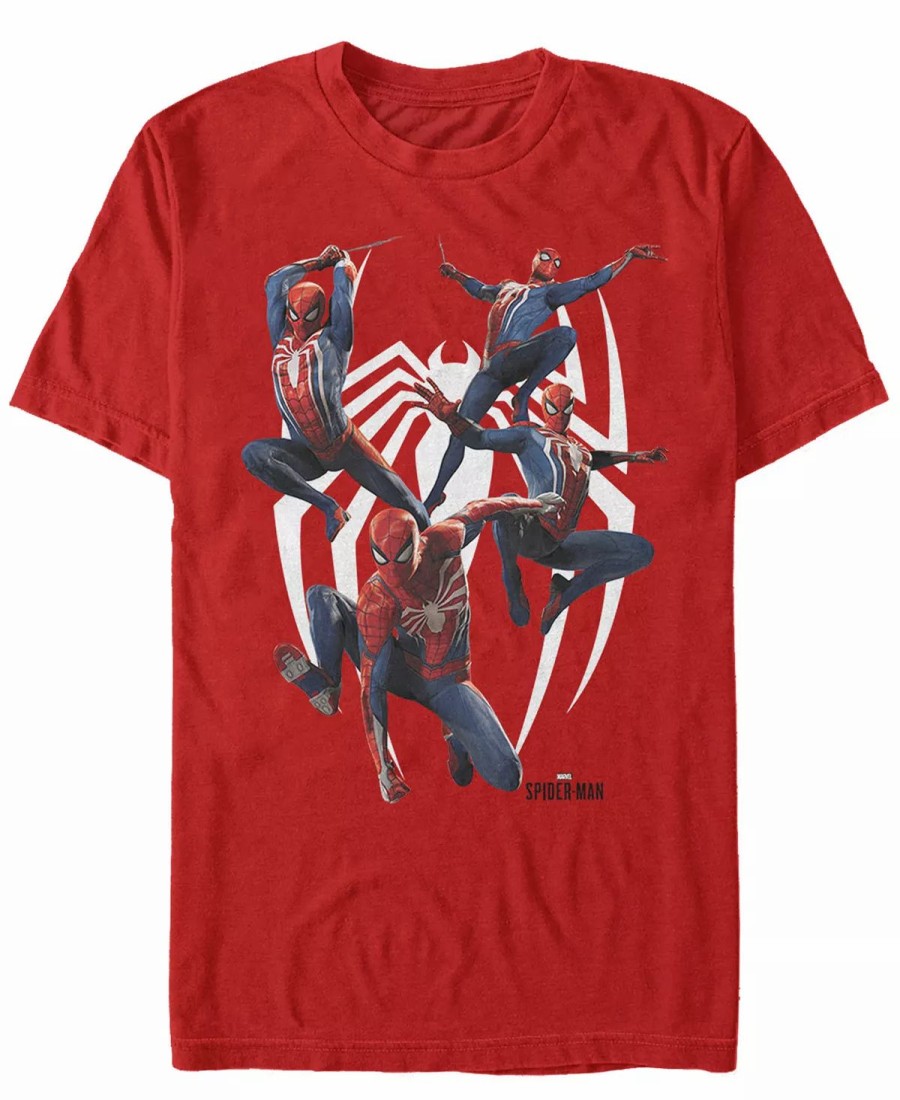 * Fifth Sun Marvel Men'S Spider-Man Many Poses Of Spider-Man Short Sleeve T-Shirt Red Best