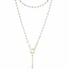 * Crystal Rosary Necklace Light Blue Metal Gold Clearance