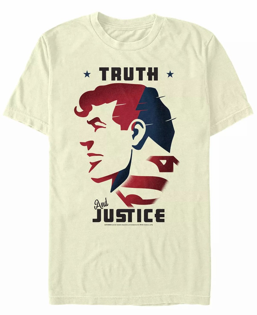 * Fifth Sun Dc Men'S Superman Truth And Justice Short Sleeve T-Shirt Natural Clearance