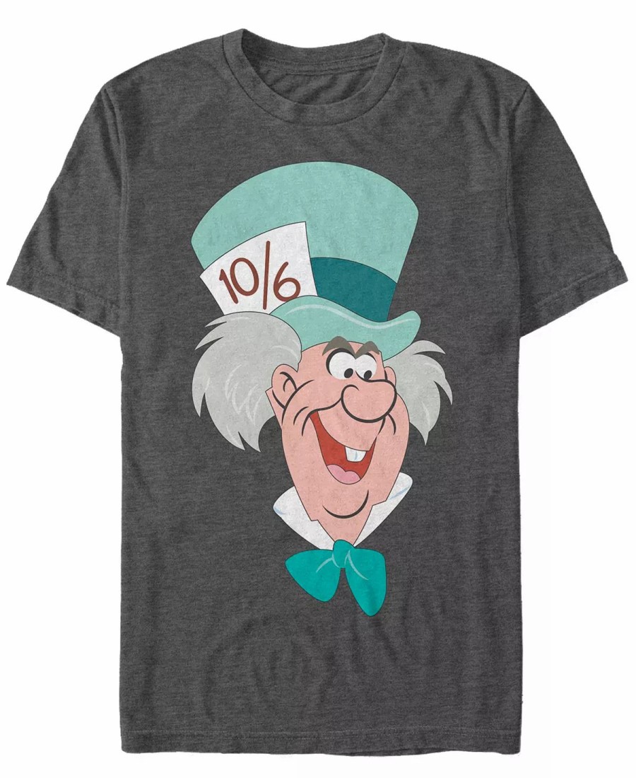 * Fifth Sun Men'S Mad Hatter Big Face Short Sleeve T-Shirt Dark Gray Wholesale