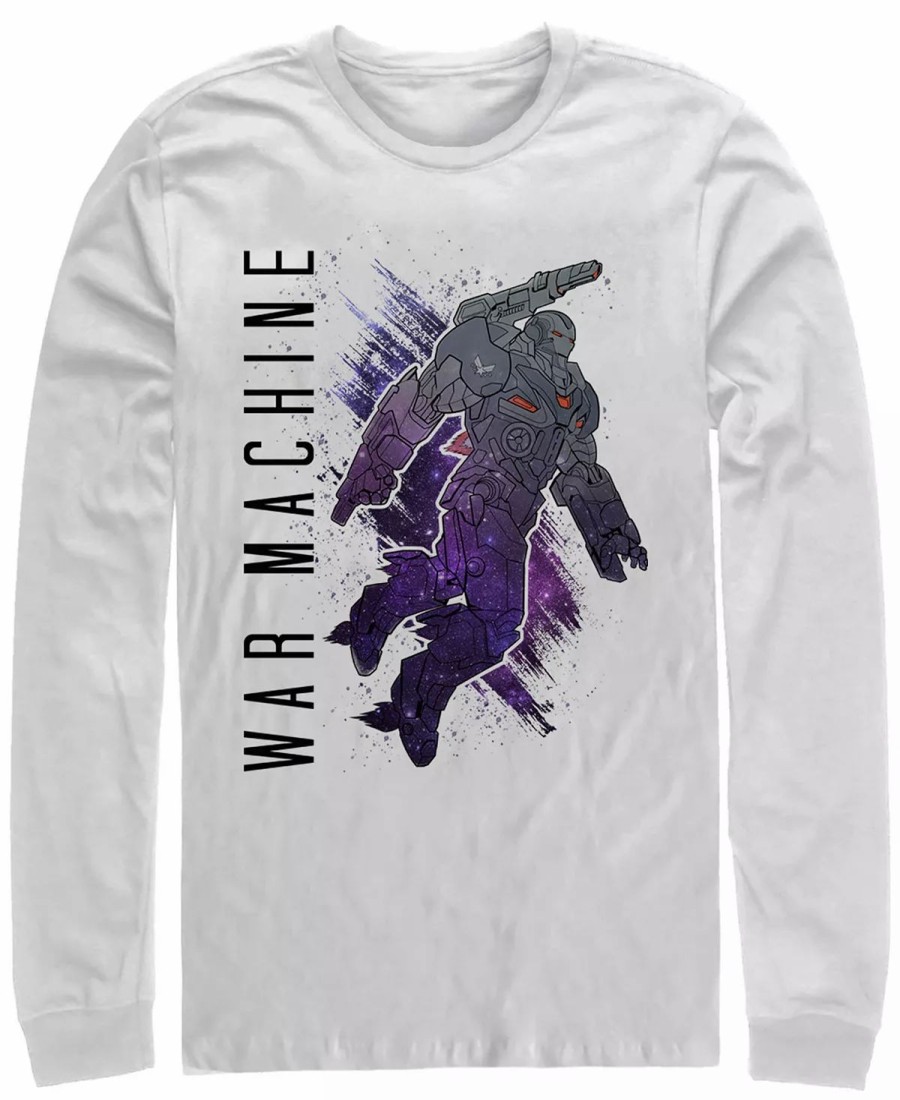 * Fifth Sun Marvel Men'S Avengers Endgame Galaxy Painted War Machine, Long Sleeve T-Shirt White Hot