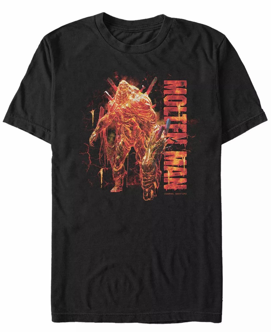 * Fifth Sun Marvel Men'S Spider-Man Far From Home Molten Man, Short Sleeve T-Shirt Black Hot