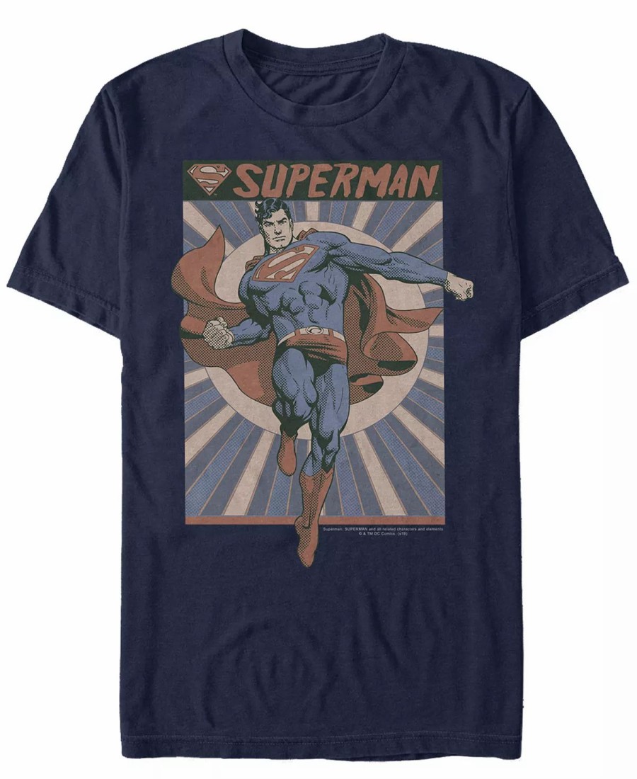 * Fifth Sun Dc Men'S Superman Classic Comic Poster Short Sleeve T-Shirt Navy New