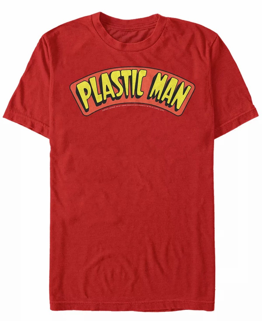 * Fifth Sun Dc Men'S Plastic Man Text Logo Short Sleeve T-Shirt Red Hot