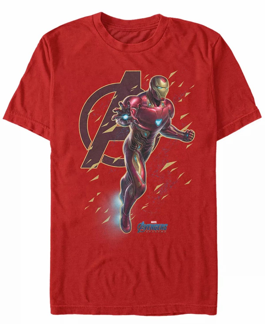 * Fifth Sun Marvel Men'S Avengers Endgame Iron Man Geometric Particles, Short Sleeve T-Shirt Red New