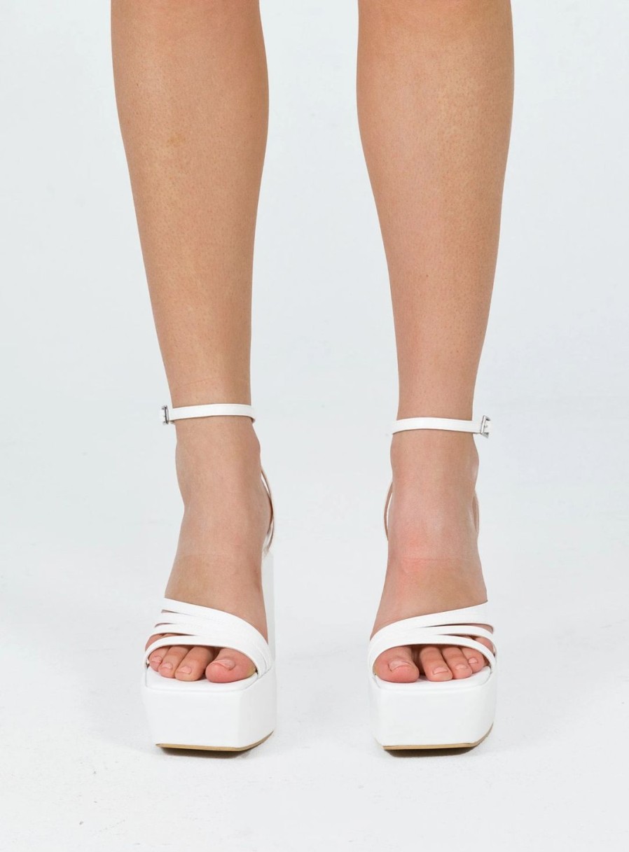 * Princess Polly Lower Impact Bardem Platform Heels White Hot