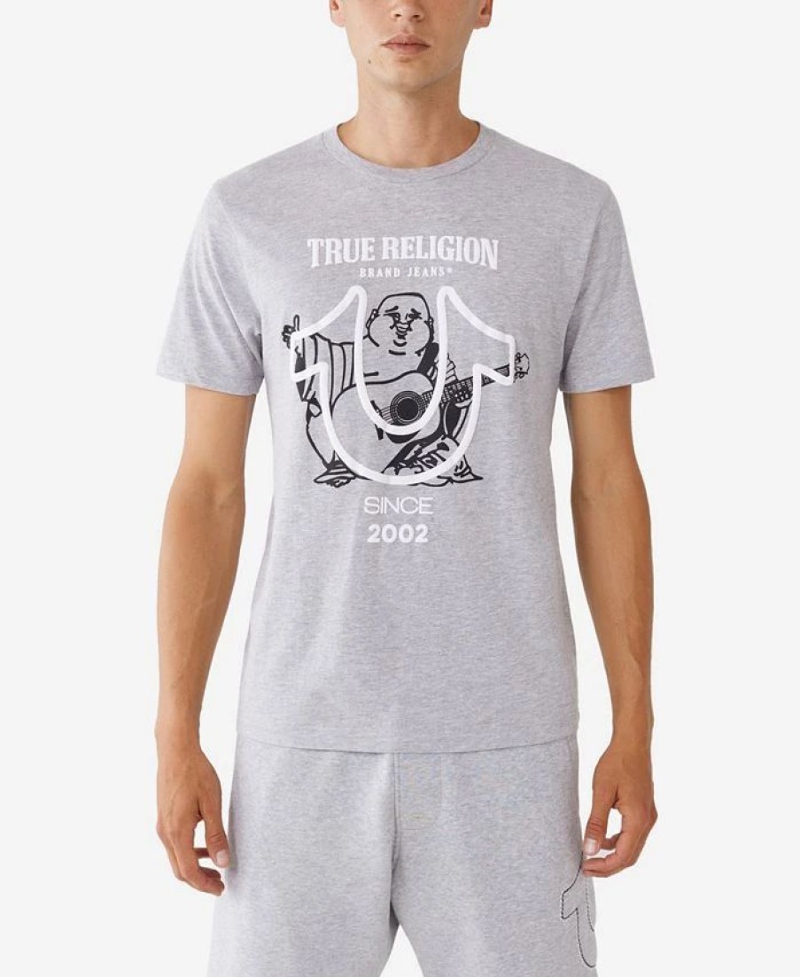 * True Religion Men'S Hitch Hike Buddha Short Sleeve Crewneck T-Shirt Heather Gray Wholesale