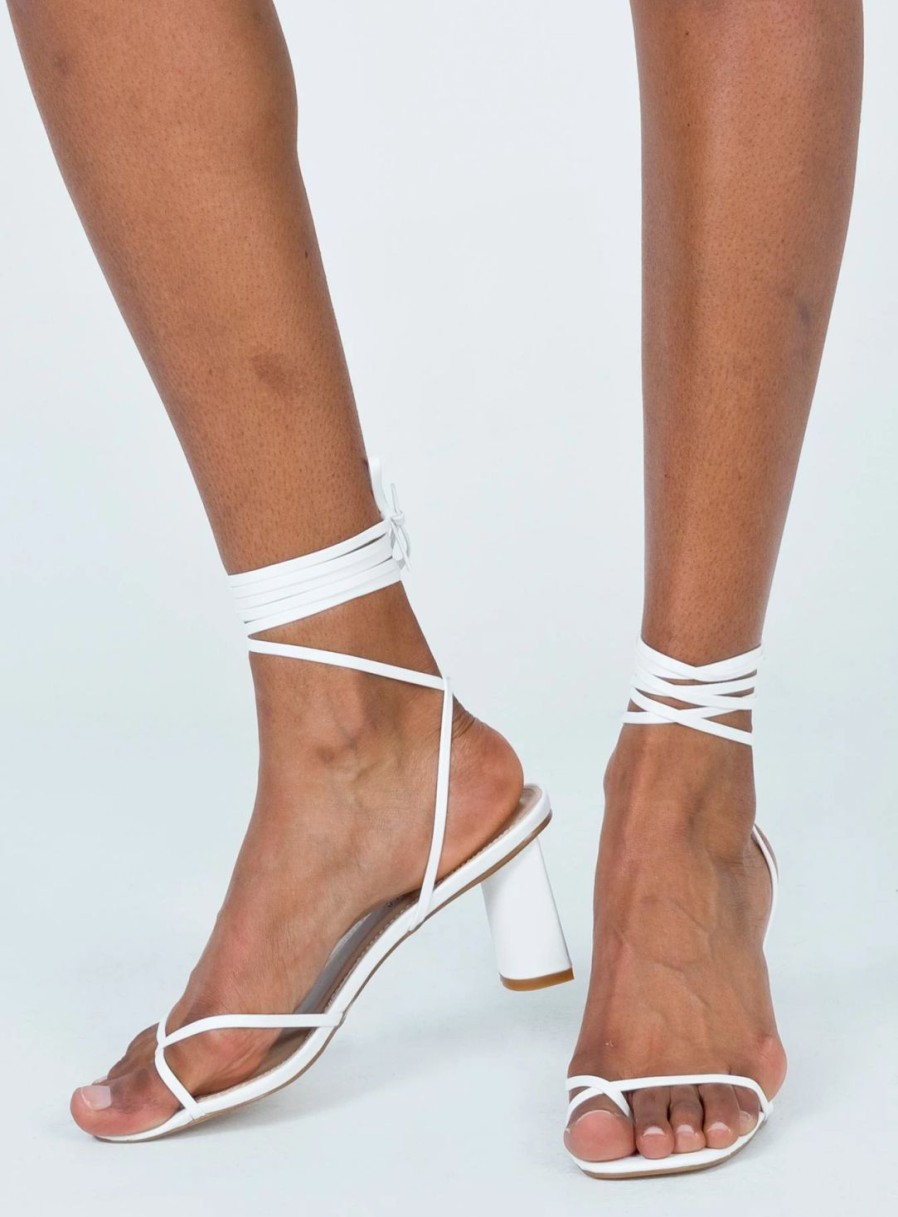 * Princess Polly The Lena Heels White Clearance