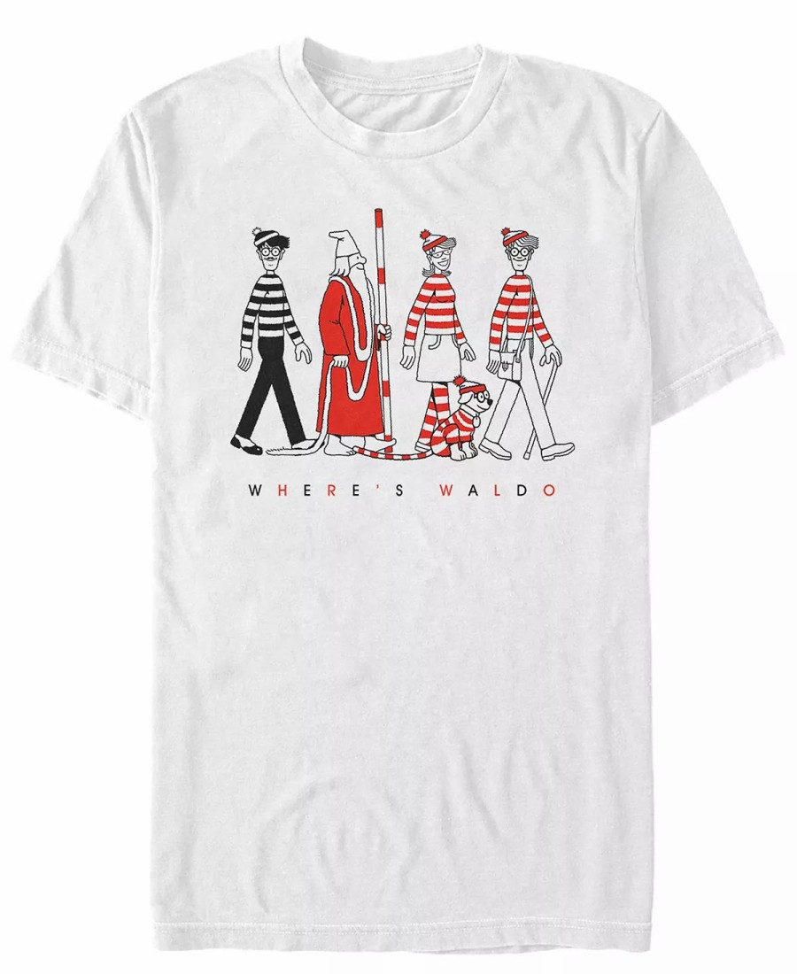 * Fifth Sun Where'S Waldo Men'S Character Line Up Short Sleeve T-Shirt White New