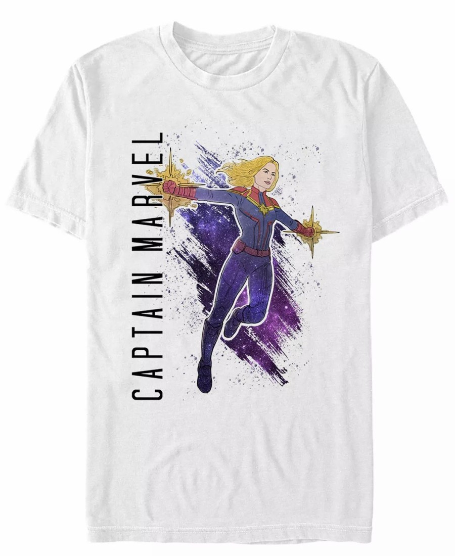 * Fifth Sun Marvel Men'S Captain Marvel Galaxy Painted Short Sleeve T-Shirt White Wholesale