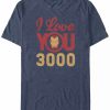 * Fifth Sun Marvel Men'S Avengers Endgame Iron Man Face I Love You 3000, Short Sleeve T-Shirt Navy Heath New